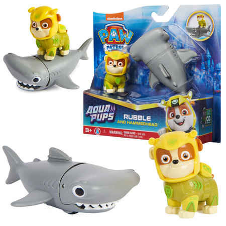 Tlapková patrola Sada sběratelských figurek Aqua Pups Yellow Dog Rubble a Hammer fish