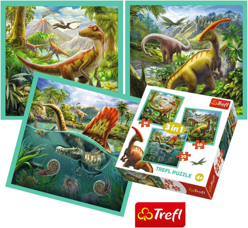 Trefl Puzzle 3v1 Neobyčejný svět dinosaurů 34837 106 prvků