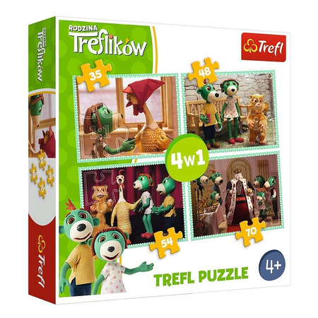 Trefl Puzzle 4v1 Noví přátelé Rodina Treflíků 207 prvků