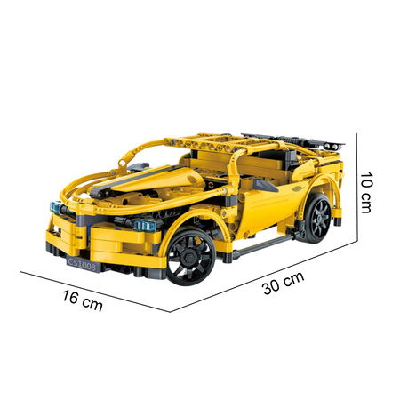 Stavební kostky CaDA Hi-Tech Závodní auto na dálkové ovládání Žluté sportovní auto 30 cm Sportovní auto 419 kusů RC