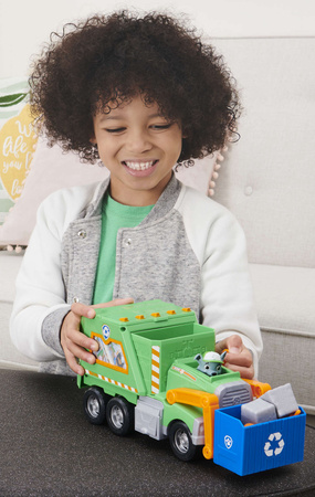 Figurka Psi Patrol Rocky a velké recyklační popelářské auto + příslušenství