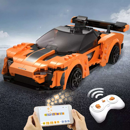 CaDA Stavební kostky Dálkově ovládané auto Orange Flame RC Racer Vehicle Blaze Car 295 kusů