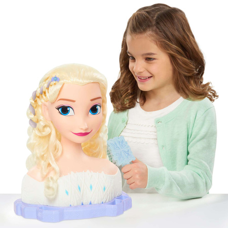 Luxusní princezna Disney Velká hlava pro styling a česání panenky Elsa Ledové království +příslušenství