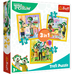 Trefl 34850 Puzzle 3v1 Rodina Treflíkových