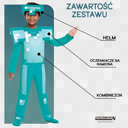 Kostým Minecraft, karnevalový kostým diamantové brnění 127-136 cm (7-8 let)