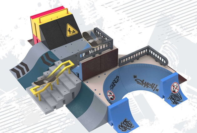 Tech Deck Fingerboard Speedway Hop Ramp + sada skateboardů