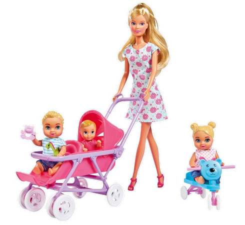 Sada do dětského pokoje Steffi Panenka Love s rodinným kočárkem a boby + příslušenství