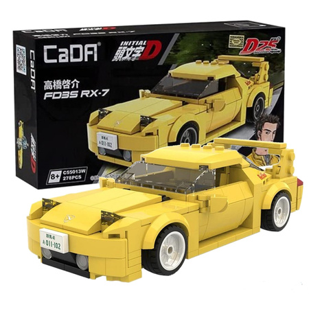 CaDA Construction Blocks Double Eagle Race Car Mazda FD35 RX-7 žluté auto 278 kusů