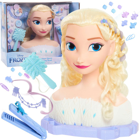 Luxusní princezna Disney Velká hlava pro styling a česání panenky Elsa Ledové království +příslušenství