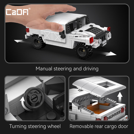 Stavební bloky CaDA malé auto Humvee bílé terénní vozidlo 328 kusů