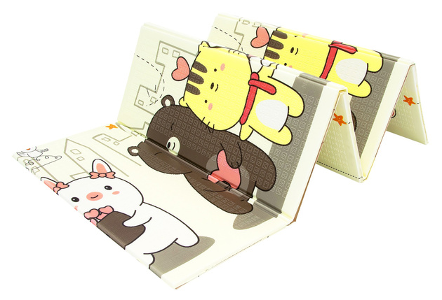 Oboustranná skládací vzdělávací podlahová podložka z pěny XPE 200x180x1 velká Miasto nočních zvířat Humbi