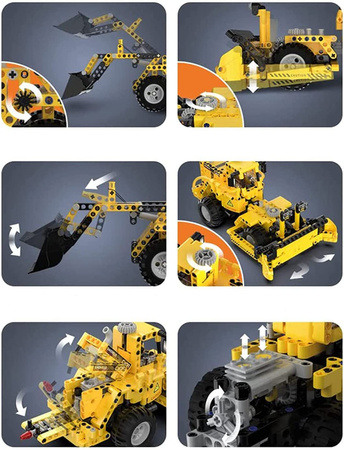 CaDA Construction Blocks 2v1 žlutá stavební vozidla sada nakladač a buldozer 693 kusů