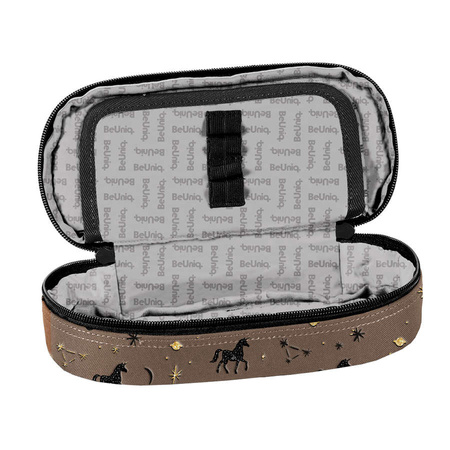 Školní penál Paso Sachet Brown s jednorožci