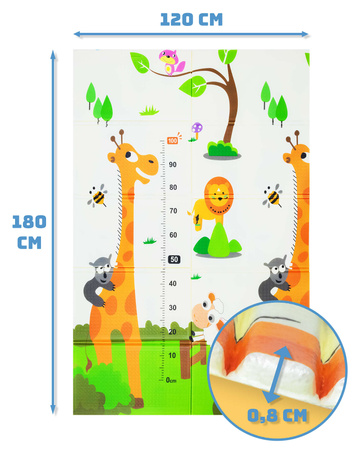 Humbi Oboustranná skládací výuková podložka z pěnového XPE 120x180x1cm Žirafy, Miarka, Medvídci, Lišky, Sárinky