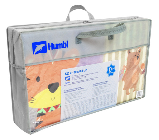 Humbi Oboustranná skládací vzdělávací podložka z XPE pěny 120x180x1cm Zvířata, písmena, čísla Ulice