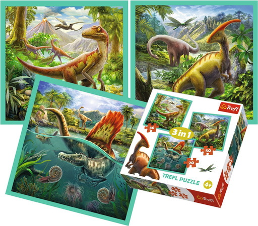 Trefl Puzzle 3v1 Neobyčejný svět dinosaurů 34837 106 prvků