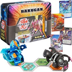 Bakugan Baku-Tin box plechovka + 2 figurky a karty Sectanoid