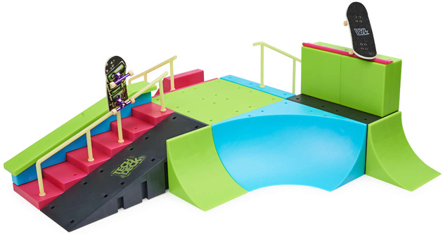 Fingerboard Rampa Neon Mega Park Invasion Skatepark + 4 Karty Tricków