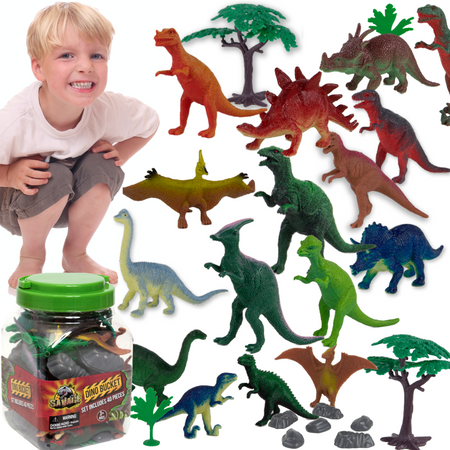 Divoká sada figurek dinosaurů v kontejneru 40 kusů