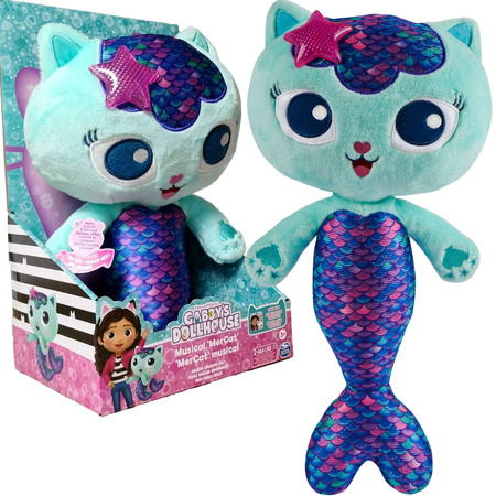 Gabi Mermaid Cat House plyšový interaktivní plyšový maskot kočka mořská panna 35 cm Světlo a zvuk