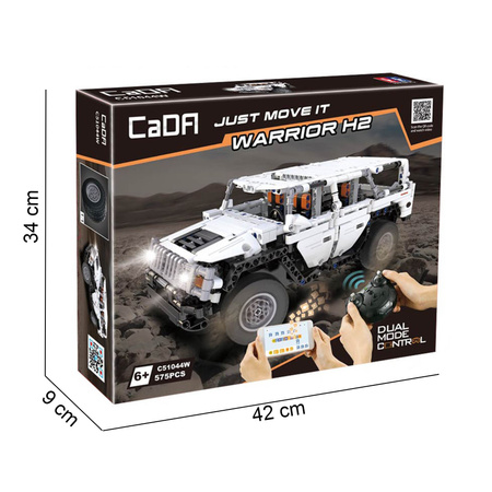 CaDA Stavební kostky dálkově ovládané White Warrior H2 32 cm RC Dual Mode control 575 kusů