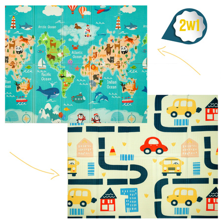 Humbi Oboustranná skládací vzdělávací pěnová podložka XPE 200x180x1 Miarka Streets