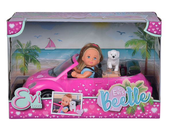 Evi Panenka lásky v kabrioletu New Beetle s pejskem