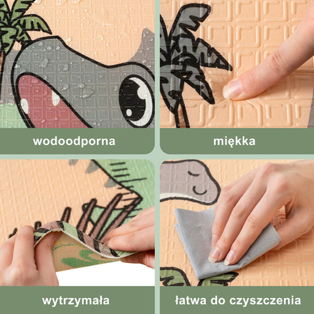 Humbi Tlustá vzdělávací podložka 2 v 1 z pěny XPE 200x180 Dinosauři Zvířata Písmena Spalničky