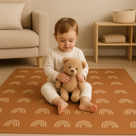 Humbi Pěnová podložka Puzzle 3 ks. světle hnědá se vzorem 62 x 62 x 1 cm