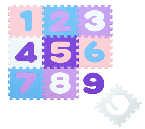 Humbi Vzdělávací podložka 120 x 120 cm Ohrádka Silné pěnové puzzle 30 x 30 cm Čísla Čísla Barva růžová fialová modrá bílá pastelová